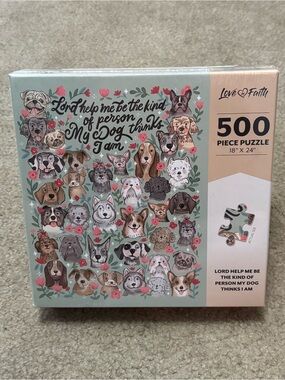 Love & Faith 500-Piece Dog Puzzle - Mint, Pink, Brown